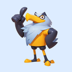 eagle mascot with yellow shirt cartoon illustration