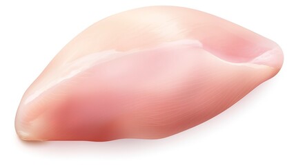 A raw chicken breast, fresh poultry, realistic digital painting, light pink flesh, isolated on white background 