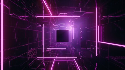 Fototapeta premium Neon Lights in a Futuristic Corridor