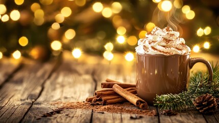 Cozy Mug of Rich Hot Chocolate with Fluffy Topping