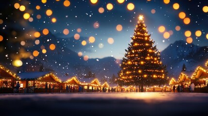Beautifully Decorated Christmas Tree in Public Square