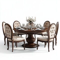 Elegant Dining Set with Upholstered Chairs for Formal Settings