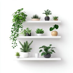 Aesthetic Floating Shelves with Houseplants and Decor