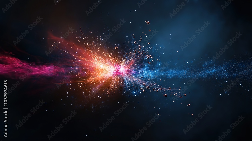 Poster abstract representation of quantum particles in motion