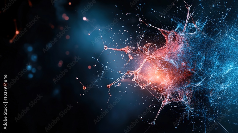 Poster abstract representation of quantum particles in motion