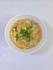 Egg soup with vegetables
