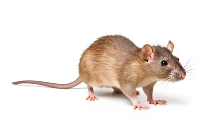 Brown rat cut on white background 