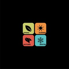 Four seasons symbols concept design icon isolated on dark background