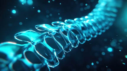 A digital representation of a vertebral column, showcasing fluid and dynamic spinal elements.