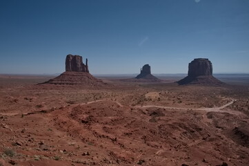 Sandstone landforms in Monument Valley