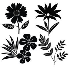 Black and White Floral Silhouettes.