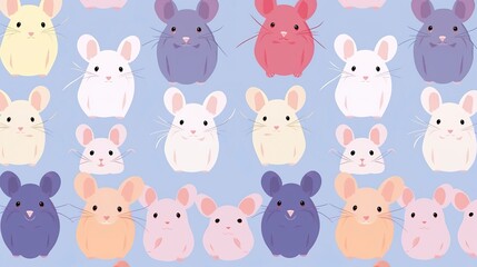 Japanese cute rat repeated anime art style patterns with pastel colors 