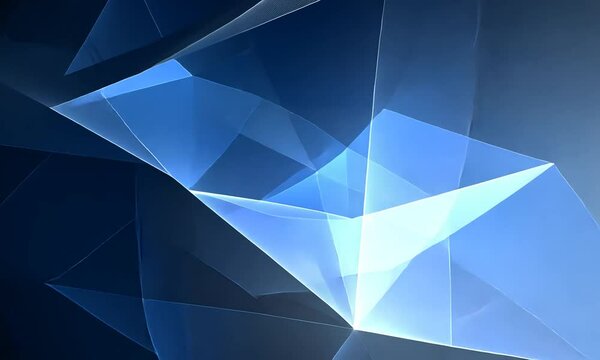 Abstract blue and black background with geometric shapes.