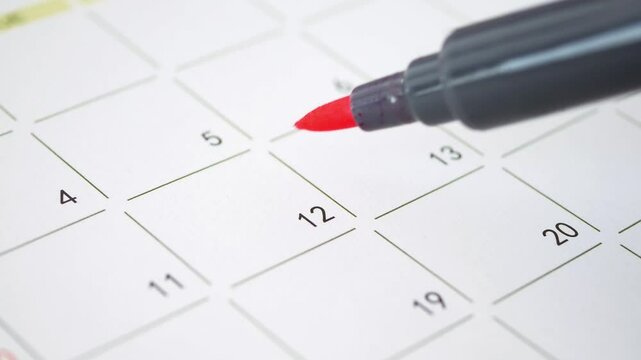 deadline concept with red mark on calendar date 