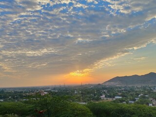 sunset over the city