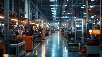 Fototapeta premium Modern Industrial Factory Interior with Equipment and Machinery