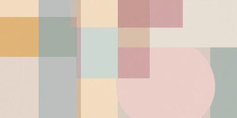 Serene Symphony of Abstract Geometric Shapes in Soothing Pastel Hues