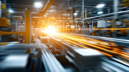 Fototapeta premium High Speed Blurred Motion in Industrial Manufacturing Facility