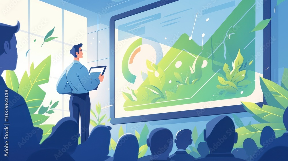 Poster dynamic presentation on sustainable growth insights in nature-inspired setting