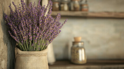 Dried Lavender Bouquet in Rustic Setting: Home Decor Inspiration