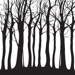 Fototapeta premium A forest of bare winter trees. silhouette illustration 