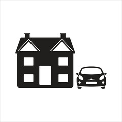 House and car icon. Car and home insurance icon