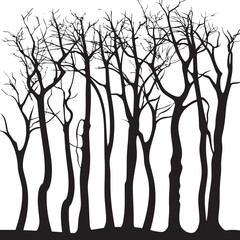 Fototapeta premium A forest of bare winter trees. silhouette illustration 