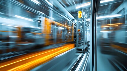 Blurred Rapid Transit Commute Through Urban Train Station