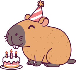 Capybara birthday cartoon character design