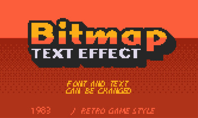 retro bitmap text effect. 100% editable vector file.