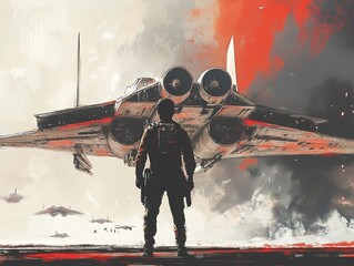 Futuristic Spaceship and Pilot: A Sci-Fi Artwork