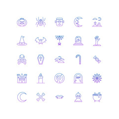 Halloween, horror, Mystery, and Scary Gradient Line Icon Set