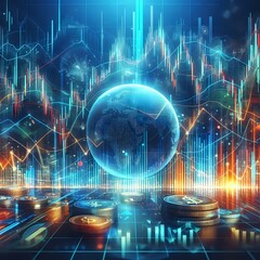 Fototapeta premium Futuristic Financial Analysis and Data Visualization Workspace