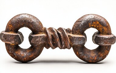 Fototapeta premium An artistic composition featuring an old rusty bolt and nut intertwined, focusing on the unique textures and colors