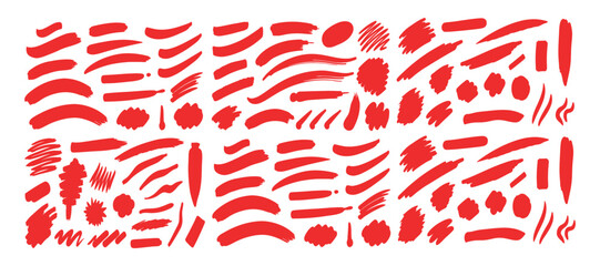 black grunge brush strokes set for design elements on white background illustration