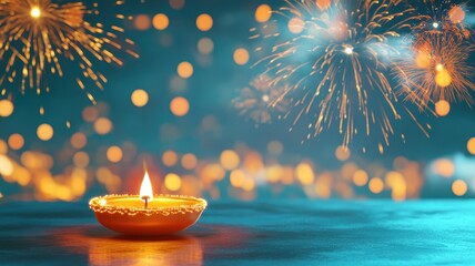 Banner design for diwali festival and purple podium,Diwali light decoration candle with fireworks,Stage,Product display Showcase design sparkle background,Deepavali,Dipavali,3D podium illustration.