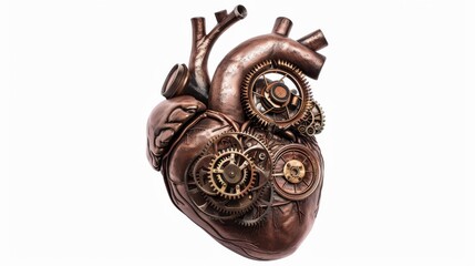 a human heart, with gears and cogs turning inside