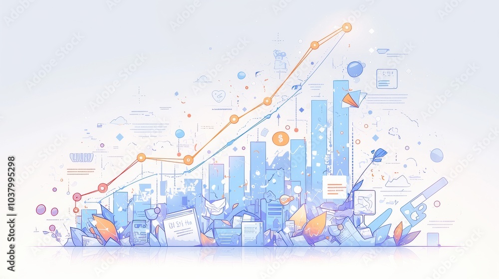 Poster futuristic data visualization with creative graphical elements