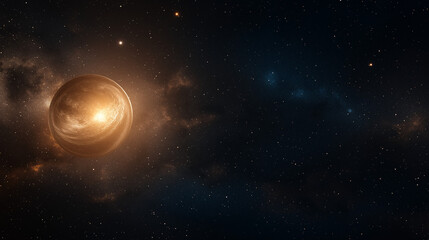 Obraz premium a space photo with stars everywhere, we can also see the rings of Saturn, the rendering is ultra realistic and colorful.