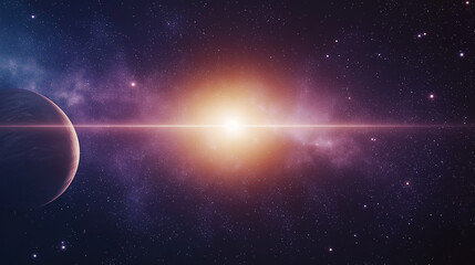 a space photo with stars everywhere, we can also see the rings of Saturn, the rendering is ultra realistic and colorful.