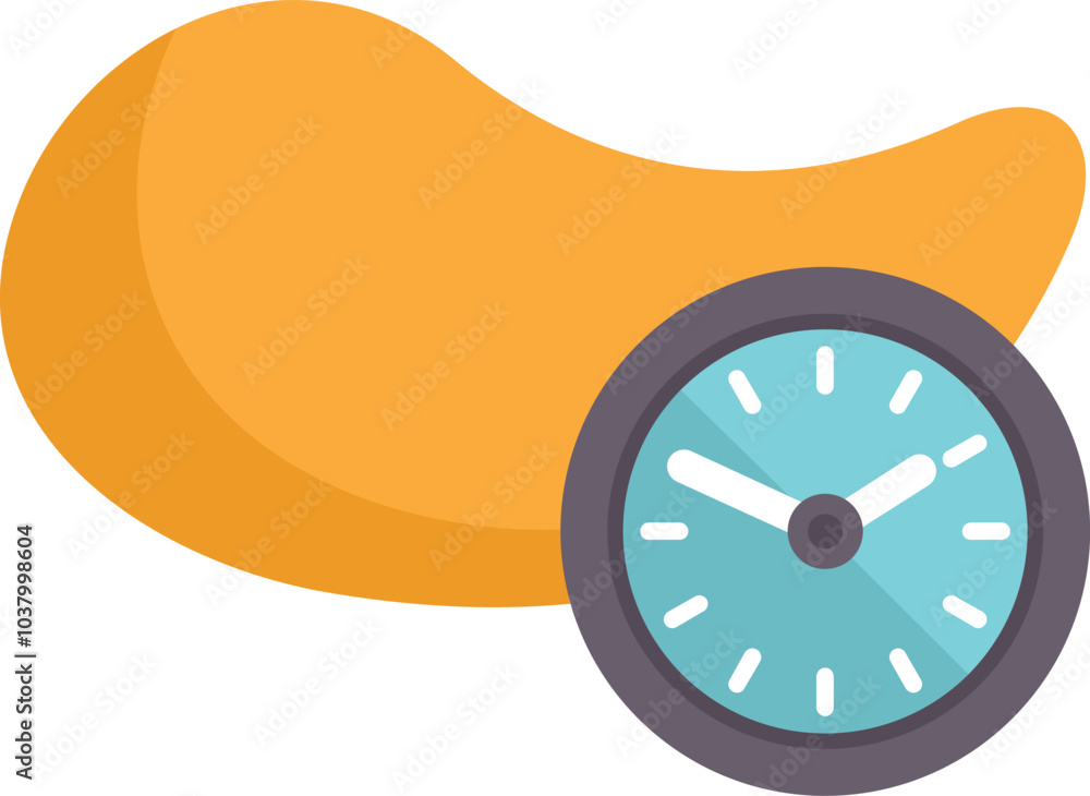 Poster simple vector representing the concept of intermittent fasting with a mango and a clock