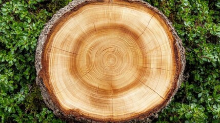 Fototapeta premium Cross-section of a Tree Trunk with Natural Patterns
