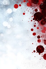  White background with numerous red circles on the right side, contrasting with a red and white background filled with red circles on the left