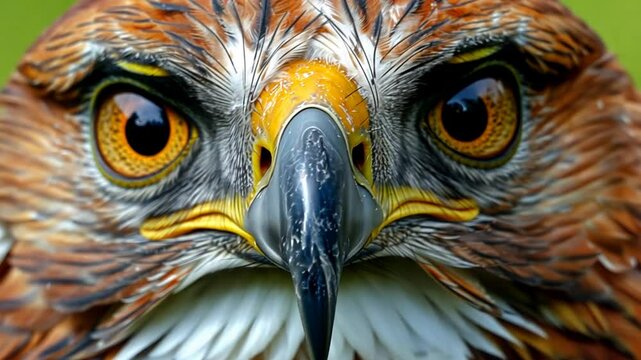 The head of the eagle is a close-up. Portrait of a large eagle. Predator hunting. Golden Eagle.