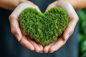 A close-up of a heart being softly held by hands. Generative Ai