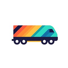 A stylized, colorful train icon with a modern design.
