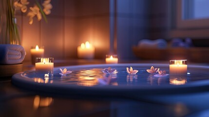 Serene Spa Evening with Candlelight and Flowers