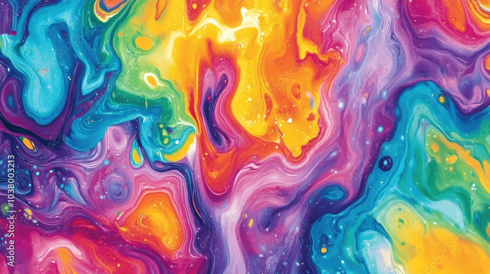 Poster a vibrant tie-dye background with swirling colors, creating a psychedelic pattern.