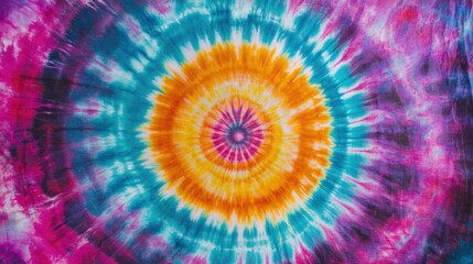 A vibrant tie-dye pattern with intricate spirals and bursts of color, creating a psychedelic effect.