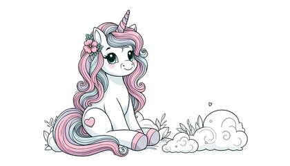 unicorn,cartoon illustration